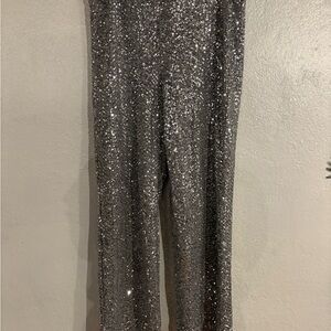 H&M Silver Sequin Straight Leg Pants